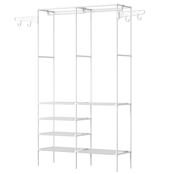 4-Tier Garment Rack with Shelves & Hooks