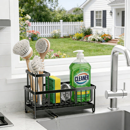 Kitchen Sink Rack Sponge Holder Soap Dish Drain Storage Organizer Brush Holder