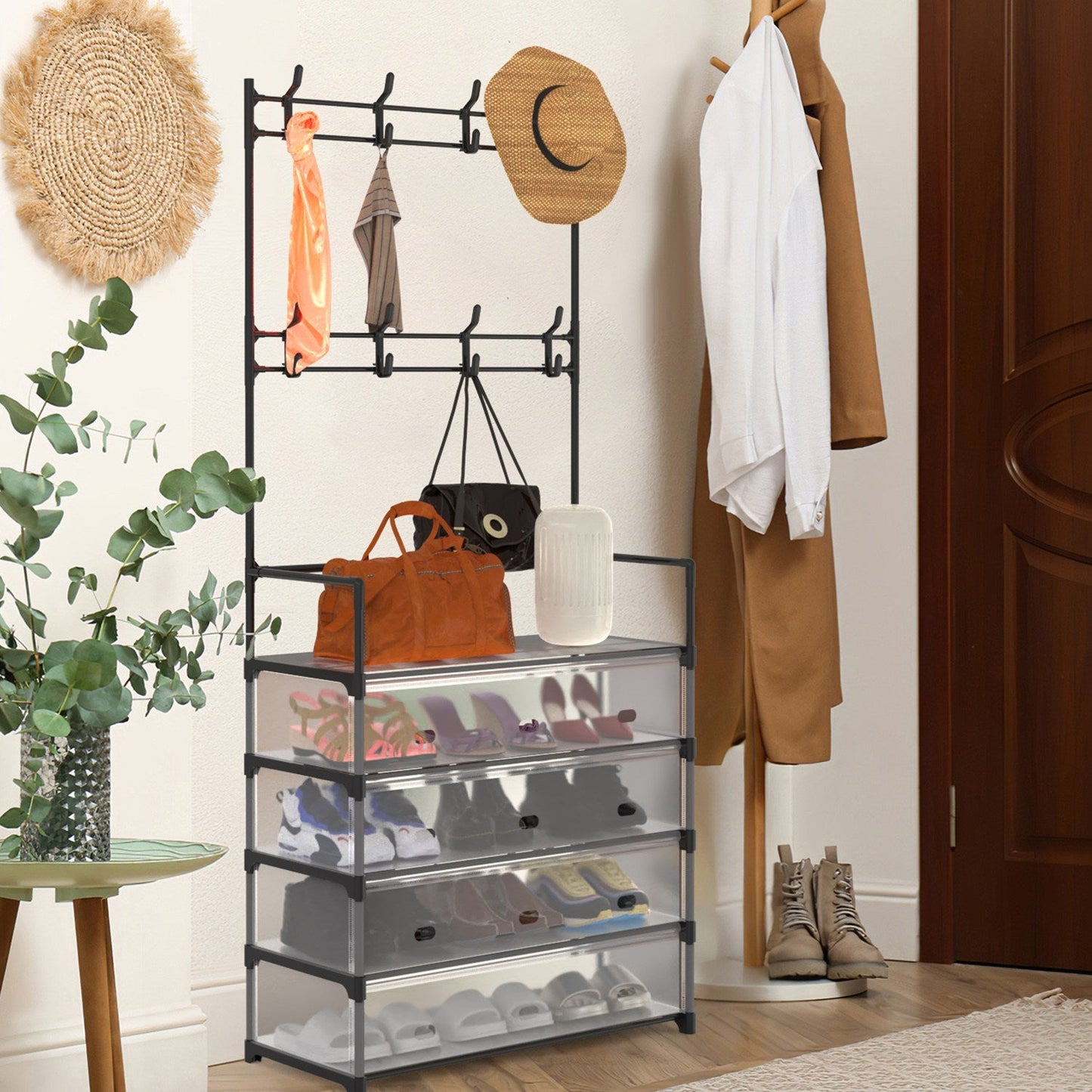 Dustproof Hall Tree Coat & Shoe Rack
