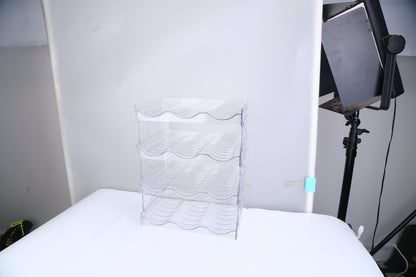 1Pc 4 Tier Bottle Storage Holder 12 Bottles Transparent Stackable Bottle Organizer Standing