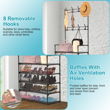 Dustproof Hall Tree Coat & Shoe Rack