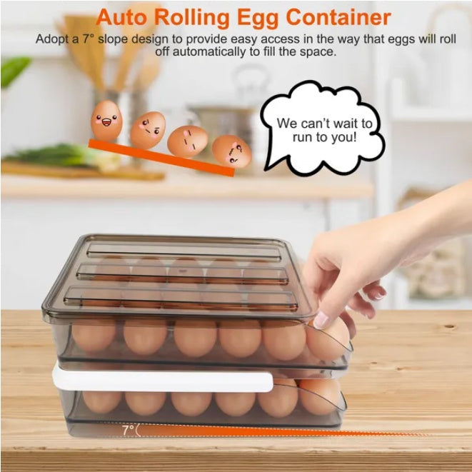 Egg Container Holder Automatic Rolling Egg Box