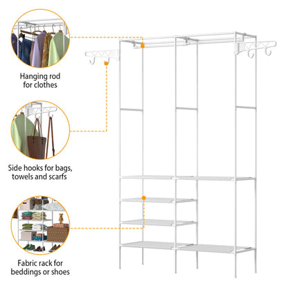4-Tier Garment Rack with Shelves & Hooks