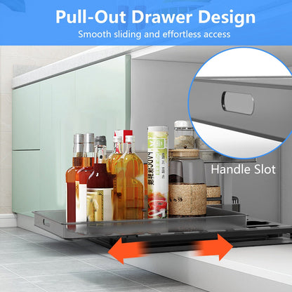 1Pc 2Tier Pull Out Under Sink Organizer Cabinet Organizer With Sliding Drawer Tray
