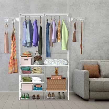 4-Tier Garment Rack with Shelves & Hooks