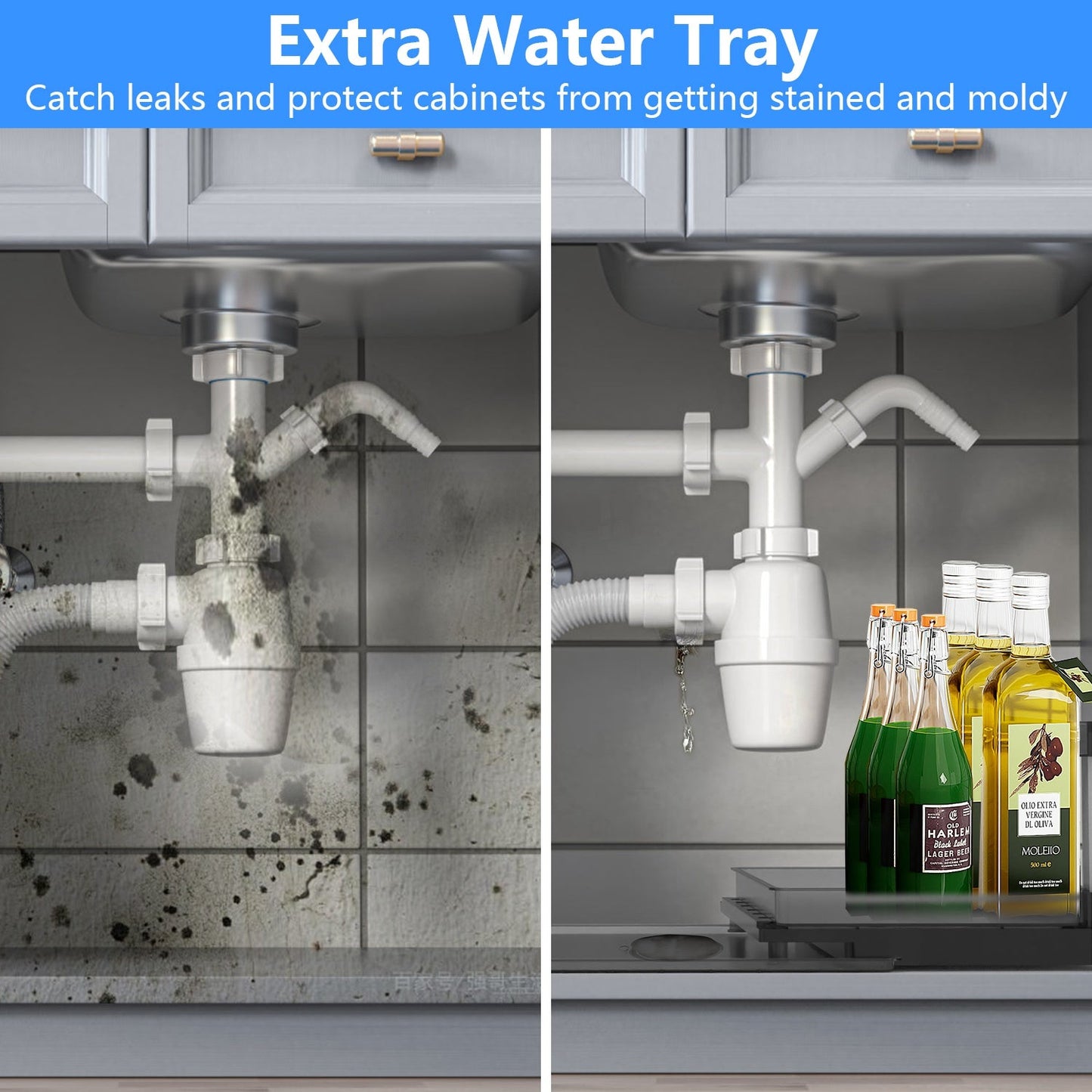 1Pc 2Tier Pull Out Under Sink Organizer Cabinet Organizer With Sliding Drawer Tray