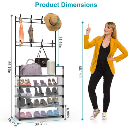 Dustproof Hall Tree Coat & Shoe Rack