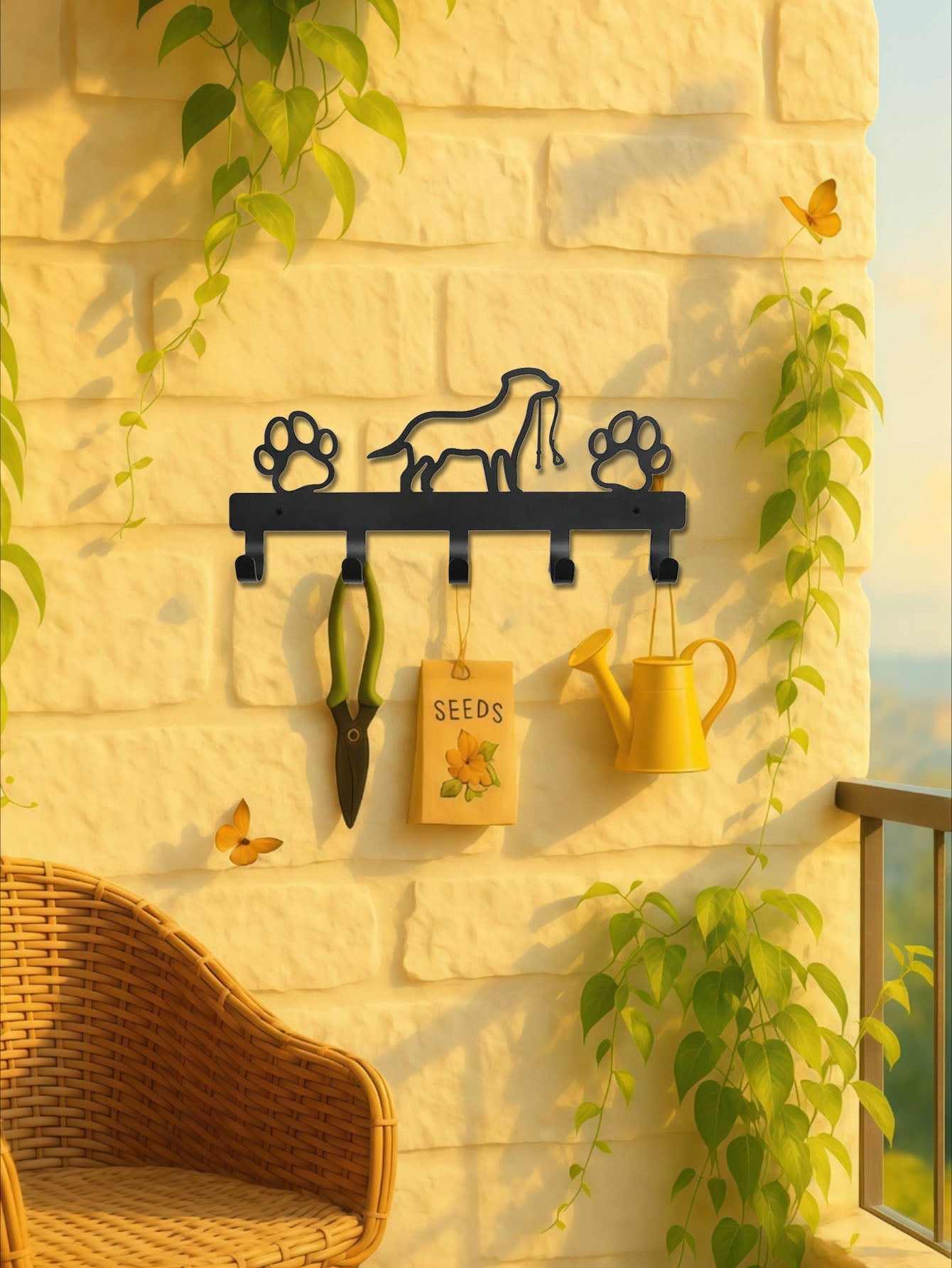 Modern Metal Wall-Mounted Key Holder, 5-Hook Decorative Rack, Entryway Organizer