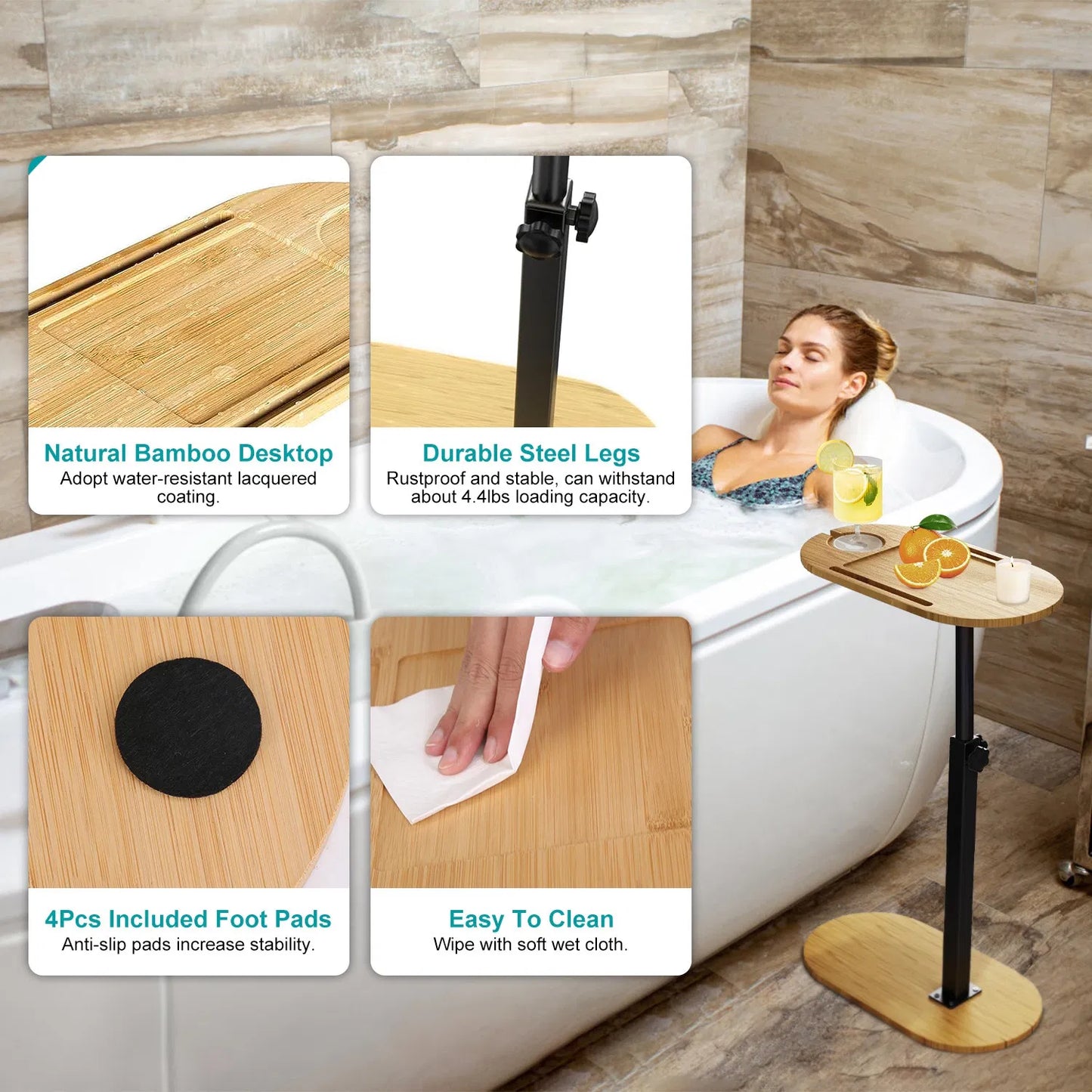 Bamboo Bathtub Tray Caddy
