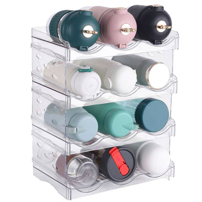 1Pc 4 Tier Bottle Storage Holder 12 Bottles Transparent Stackable Bottle Organizer Standing