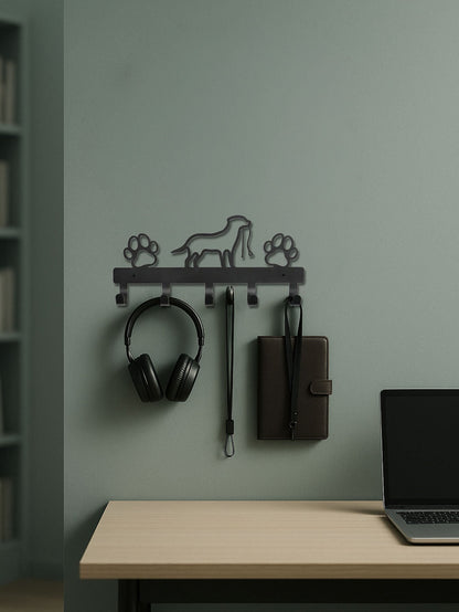 Modern Metal Wall-Mounted Key Holder, 5-Hook Decorative Rack, Entryway Organizer