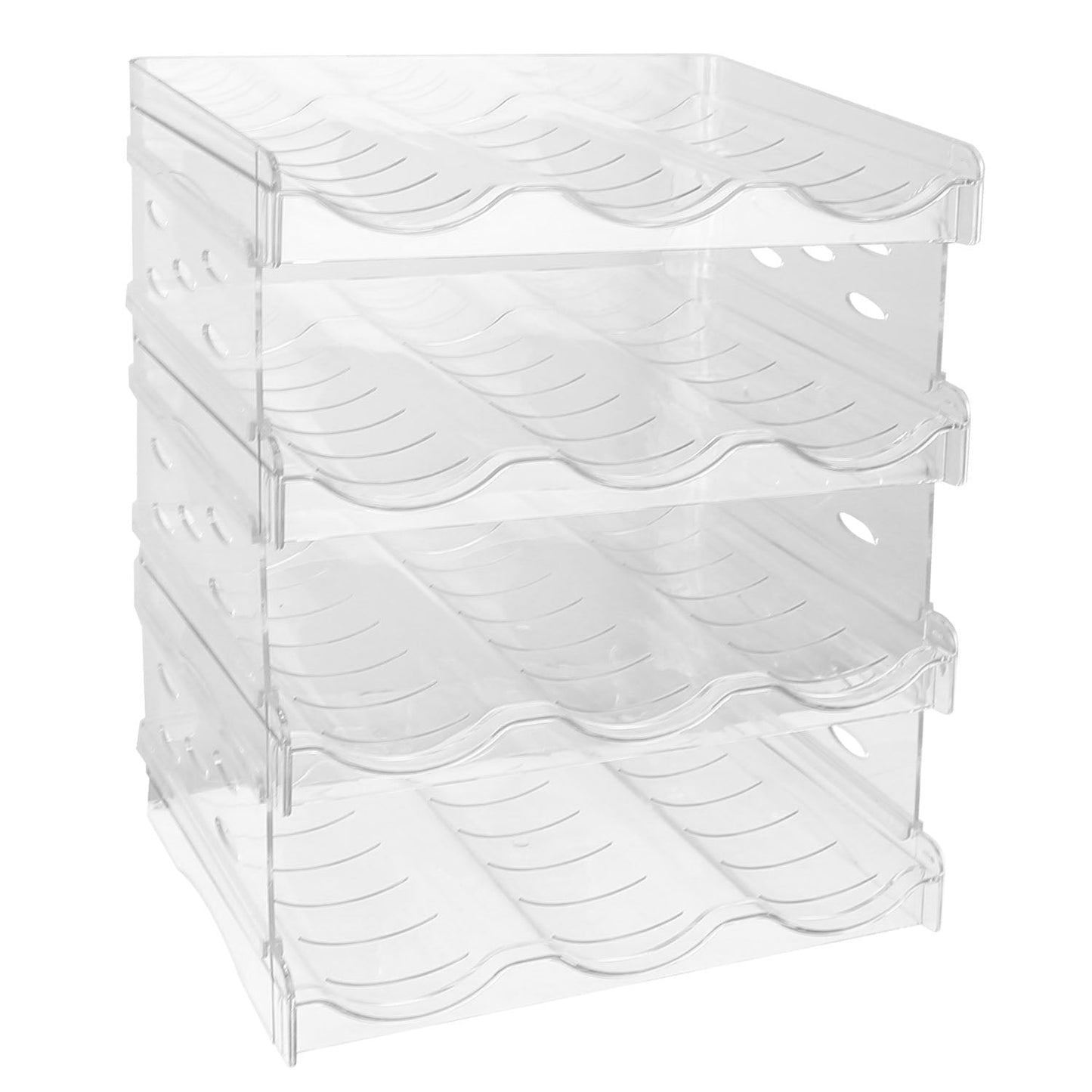 1Pc 4 Tier Bottle Storage Holder 12 Bottles Transparent Stackable Bottle Organizer Standing