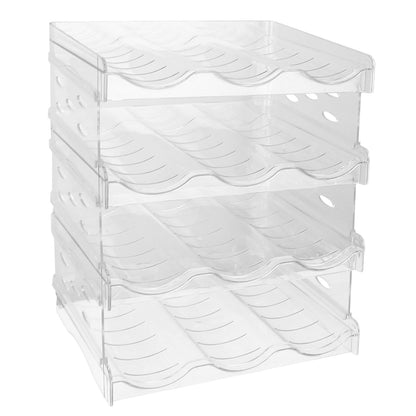 1Pc 4 Tier Bottle Storage Holder 12 Bottles Transparent Stackable Bottle Organizer Standing