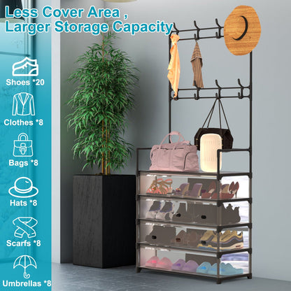 Dustproof Hall Tree Coat & Shoe Rack