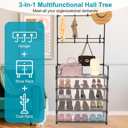 Dustproof Hall Tree Coat & Shoe Rack